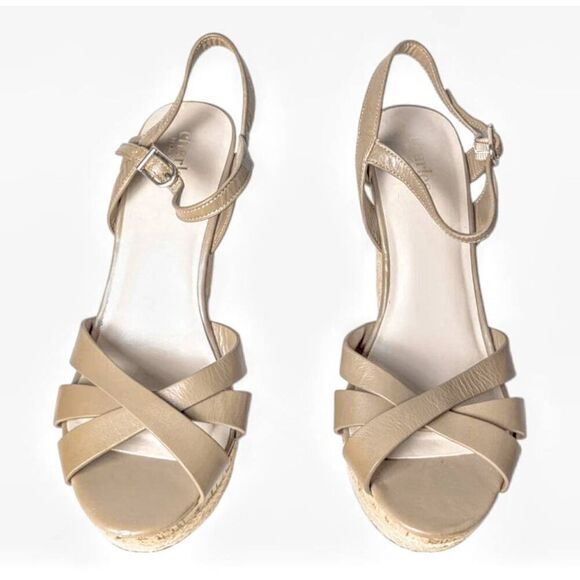 CHARLES BY CHARLES DAVID Little Leather Strappy Wedge Sandal Size 10M - Picture 4 of 9